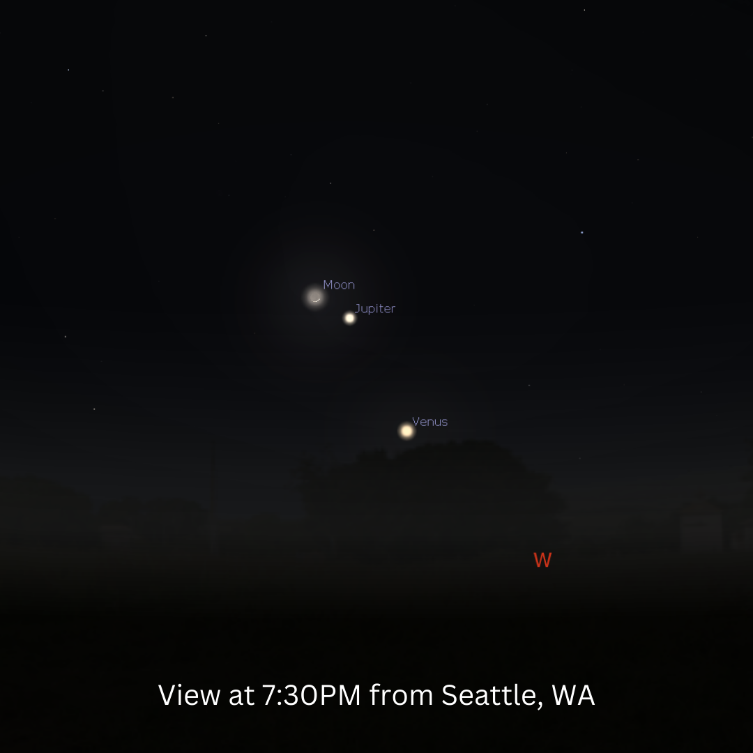 Stargazing Side Quest Week 58 Waxing Crescent Moon with Jupiter WUFO